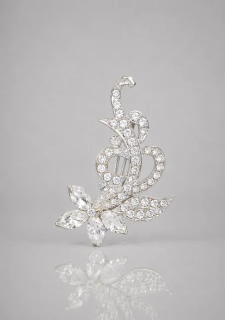 Designer Floral Crystal Brooch for Men’s Styling