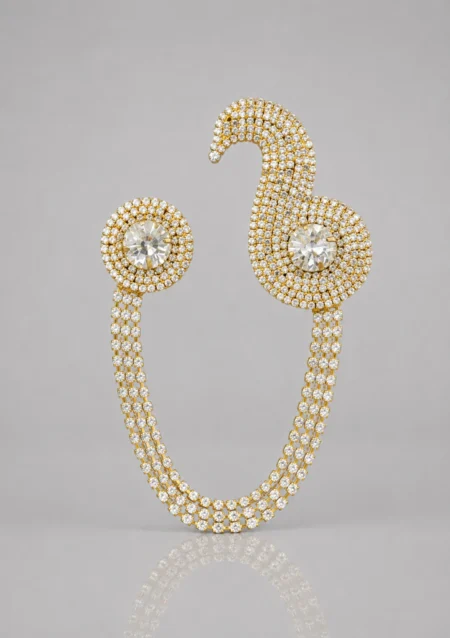 Luxury Gold Crystal Chain Brooch for Men’s Outfit