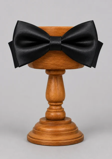 Black Satin Finish Pre-Tied Men’s Bow Tie for Tuxedo