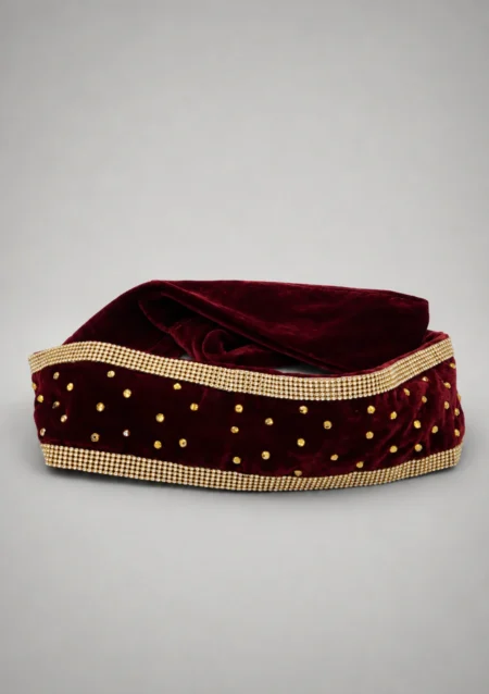 Royal Maroon Velvet Kamarbandh for Men