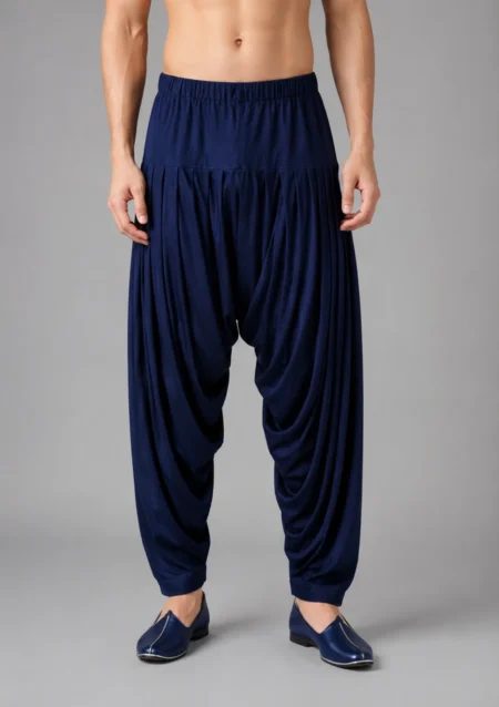 Men’s Navy Blue Cotton Blend Patiala