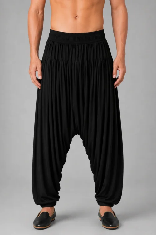 Men’s Solid Black Rayon Afghani