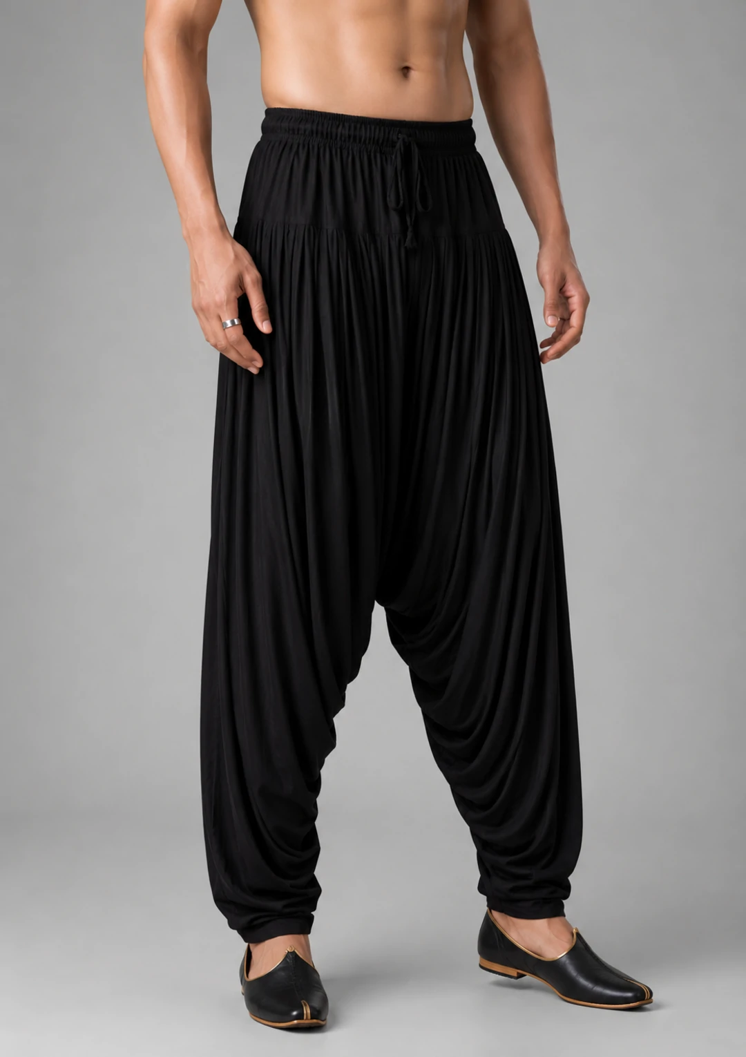 Men’s Solid Black Rayon Afghani - Image 2