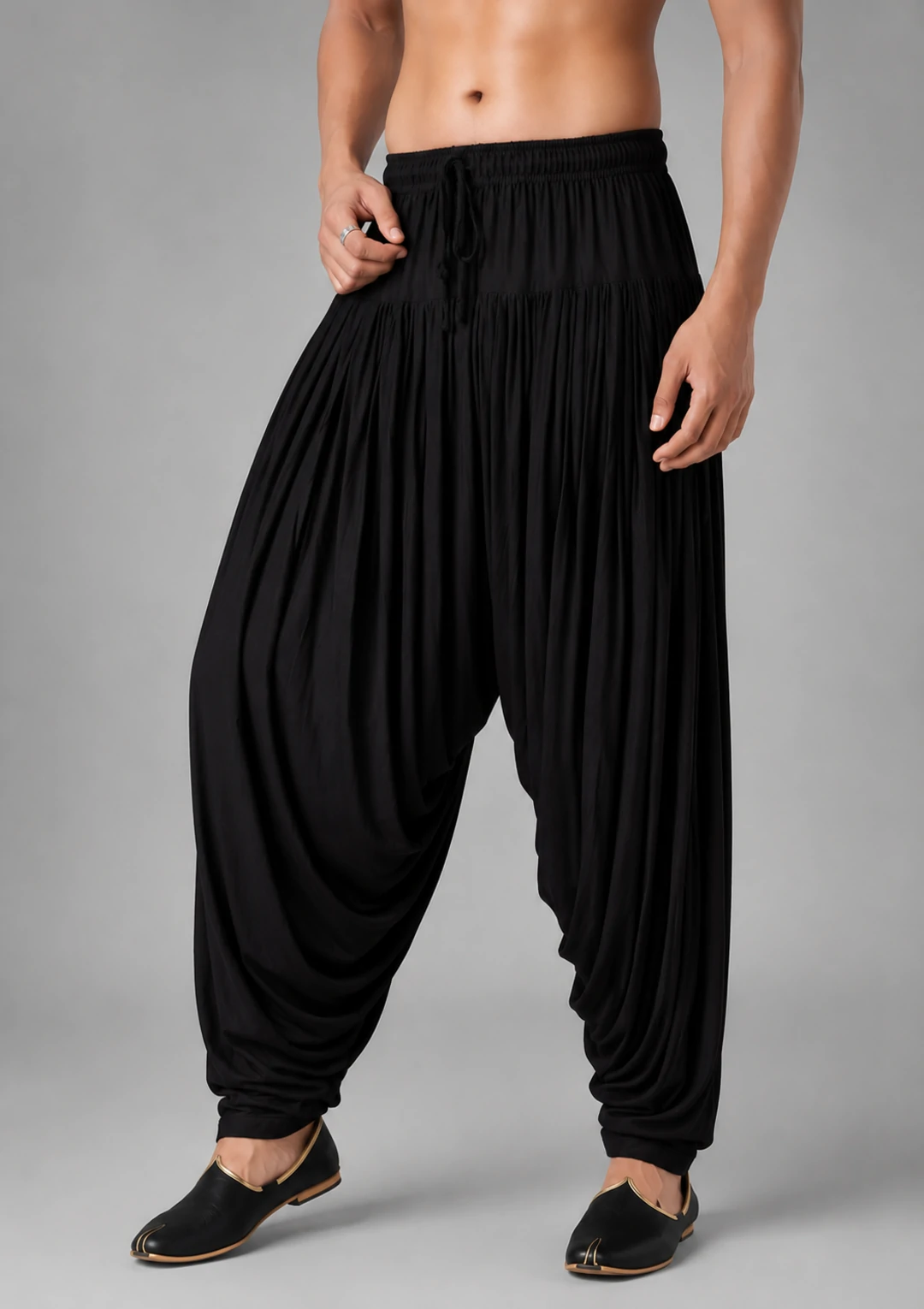 Men’s Solid Black Rayon Afghani - Image 3