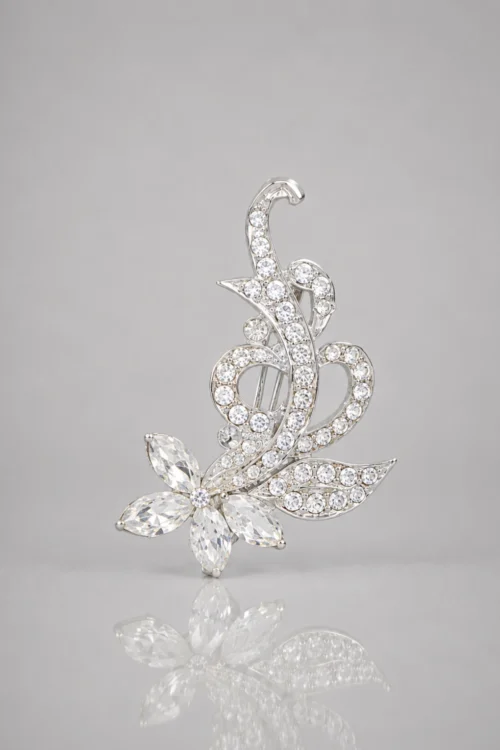 Designer Floral Crystal Brooch for Men’s Styling
