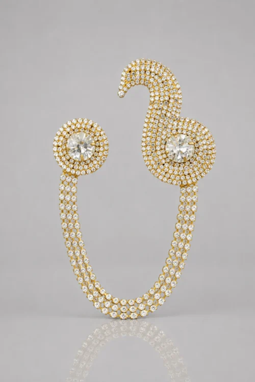 Luxury Gold Crystal Chain Brooch for Men’s Outfit