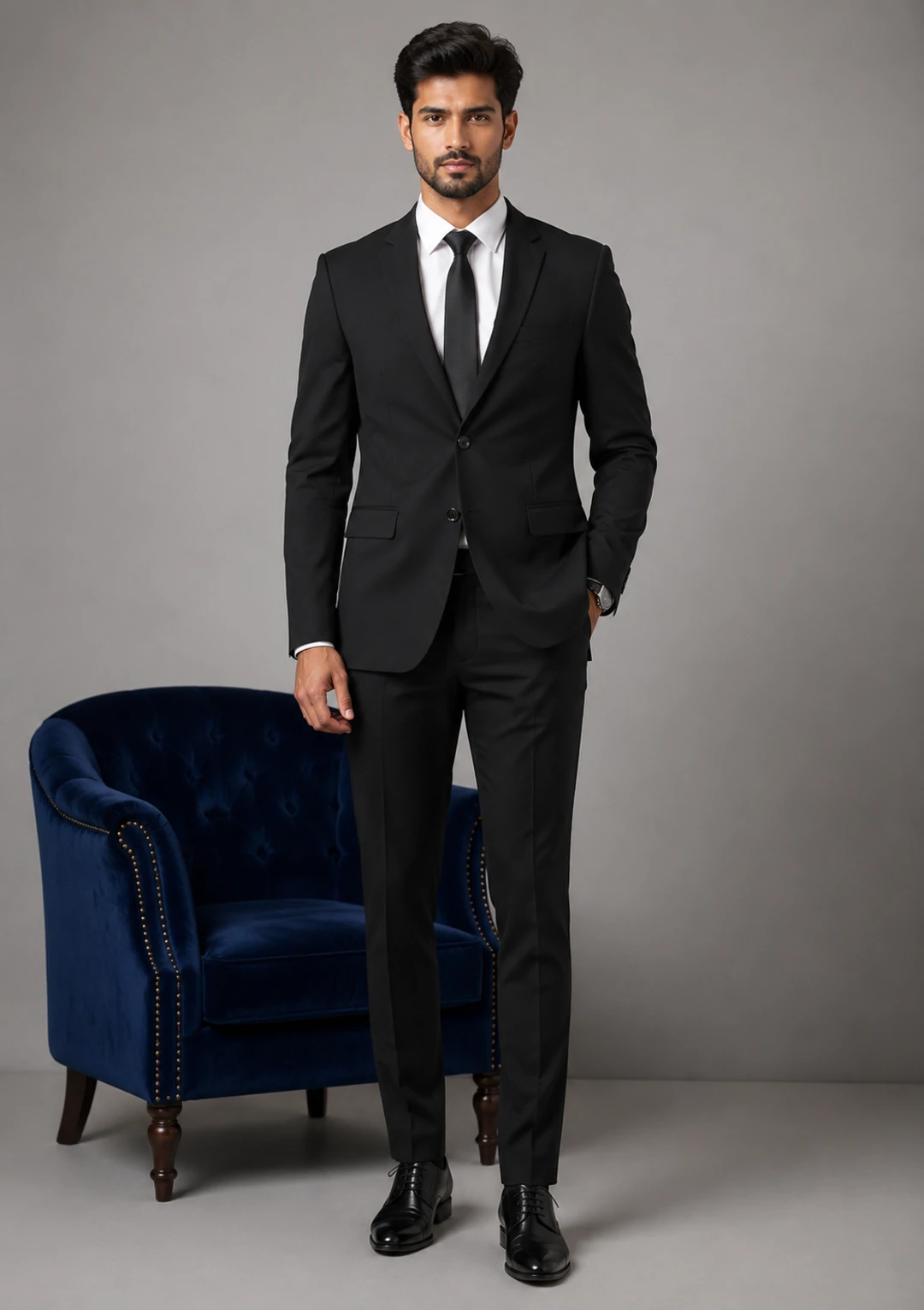Men’s Solid Black Formal Suit Set