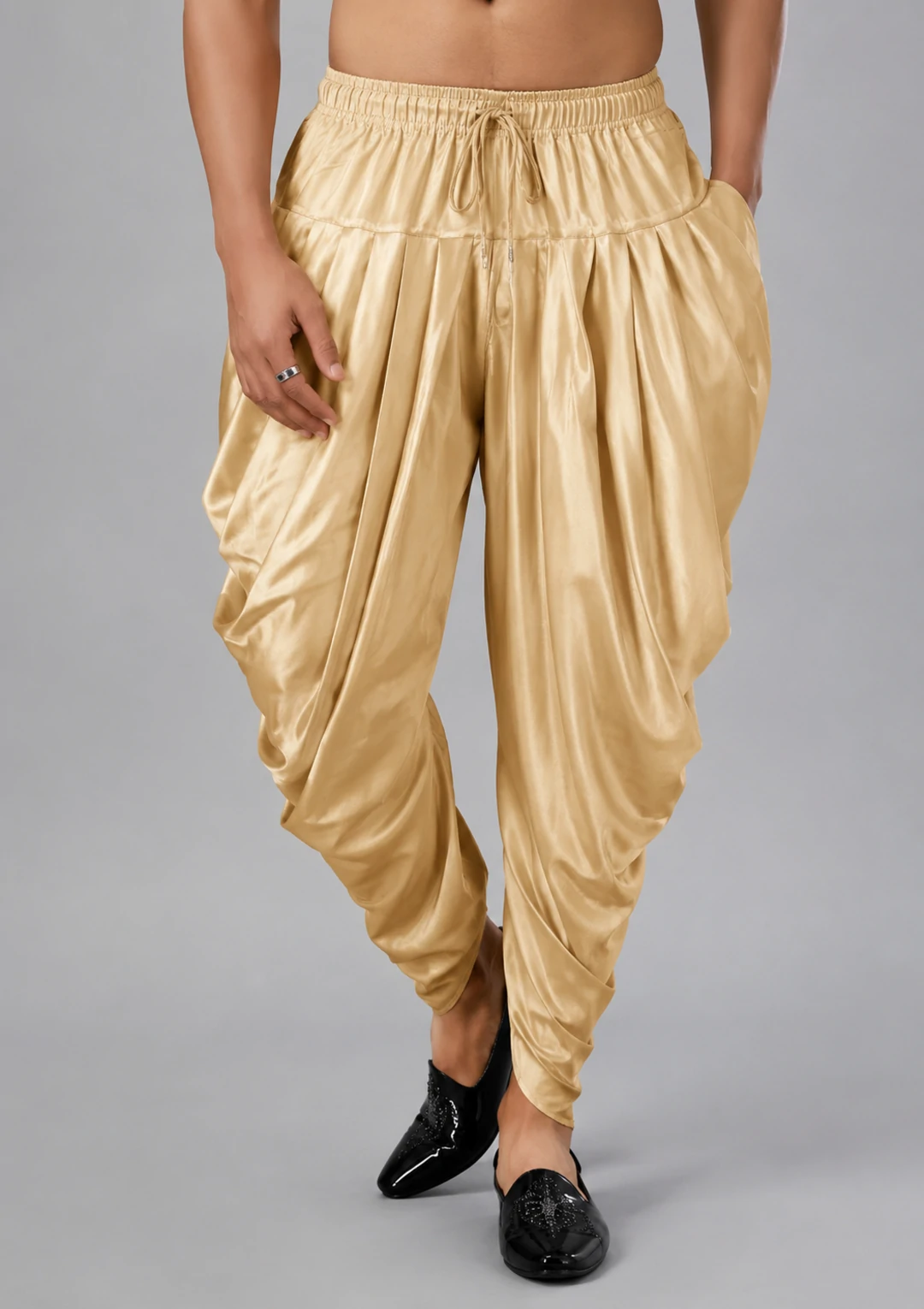 Men’s Solid Golden Satin Dhoti