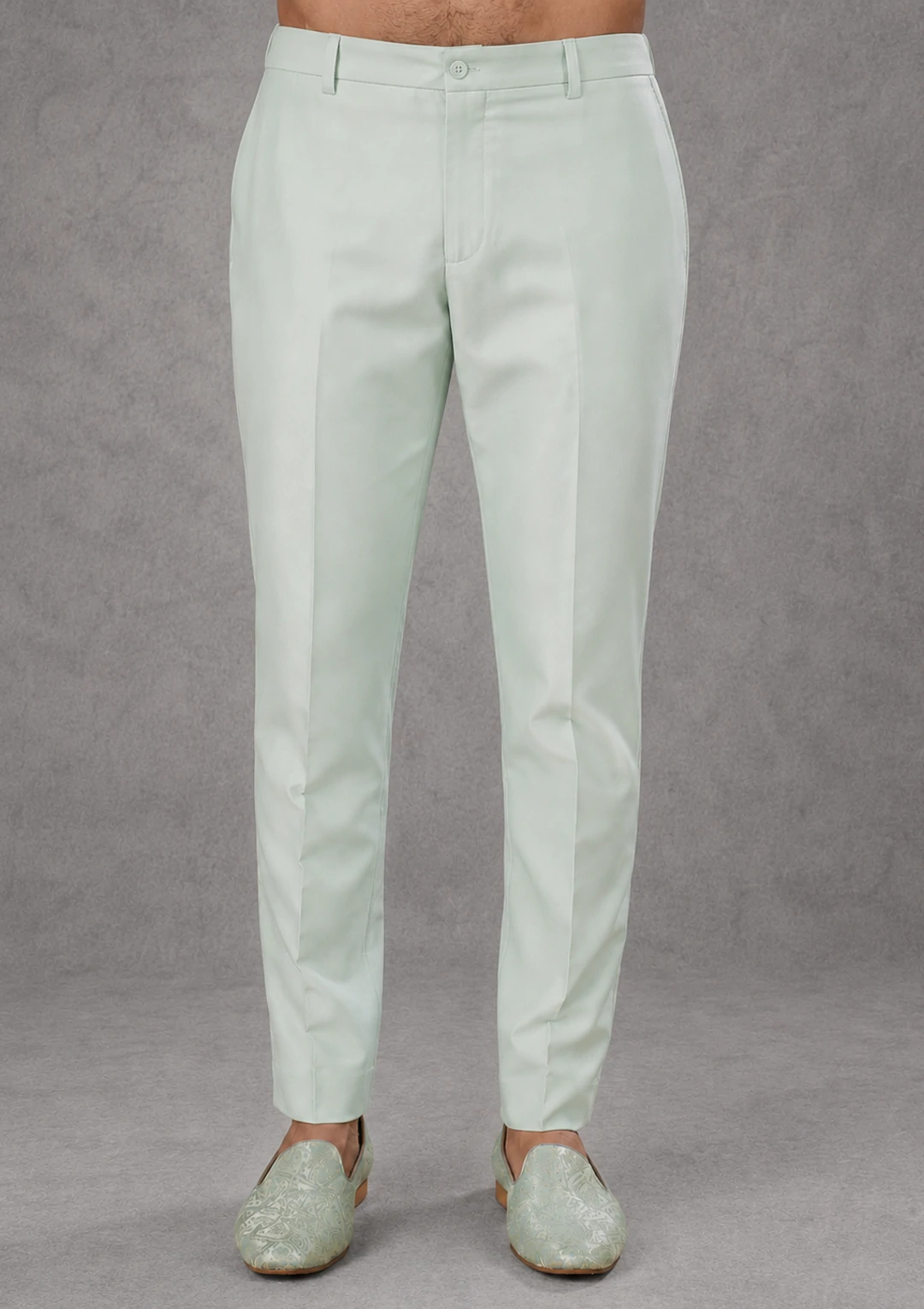 Men’s Mint Green Embossed Indo Western Set - Image 8