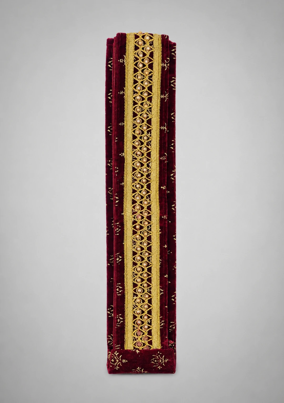 Men’s Maroon Velvet Kamarbandh with Pearl Embroidery - Image 2