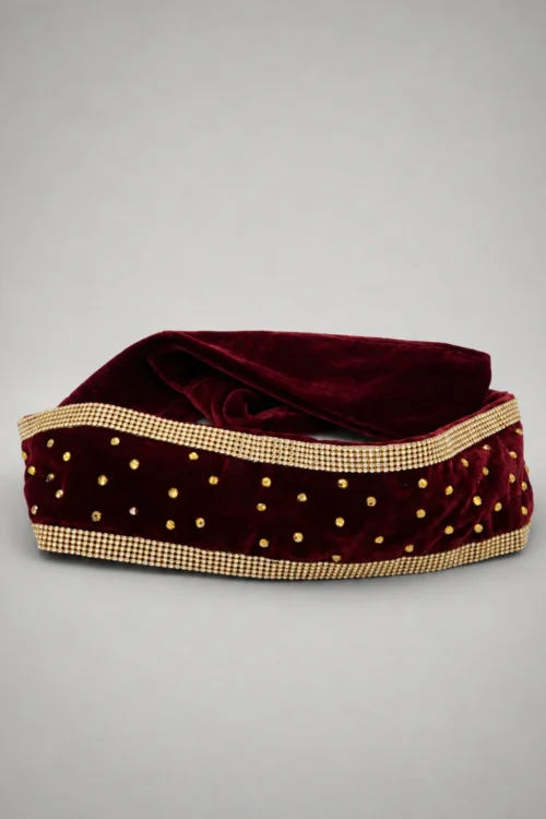 Royal Maroon Velvet Kamarbandh for Men