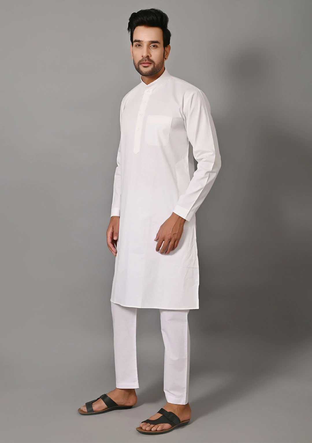 Straight Pure Cotton Kurta Pajama Set - Image 2