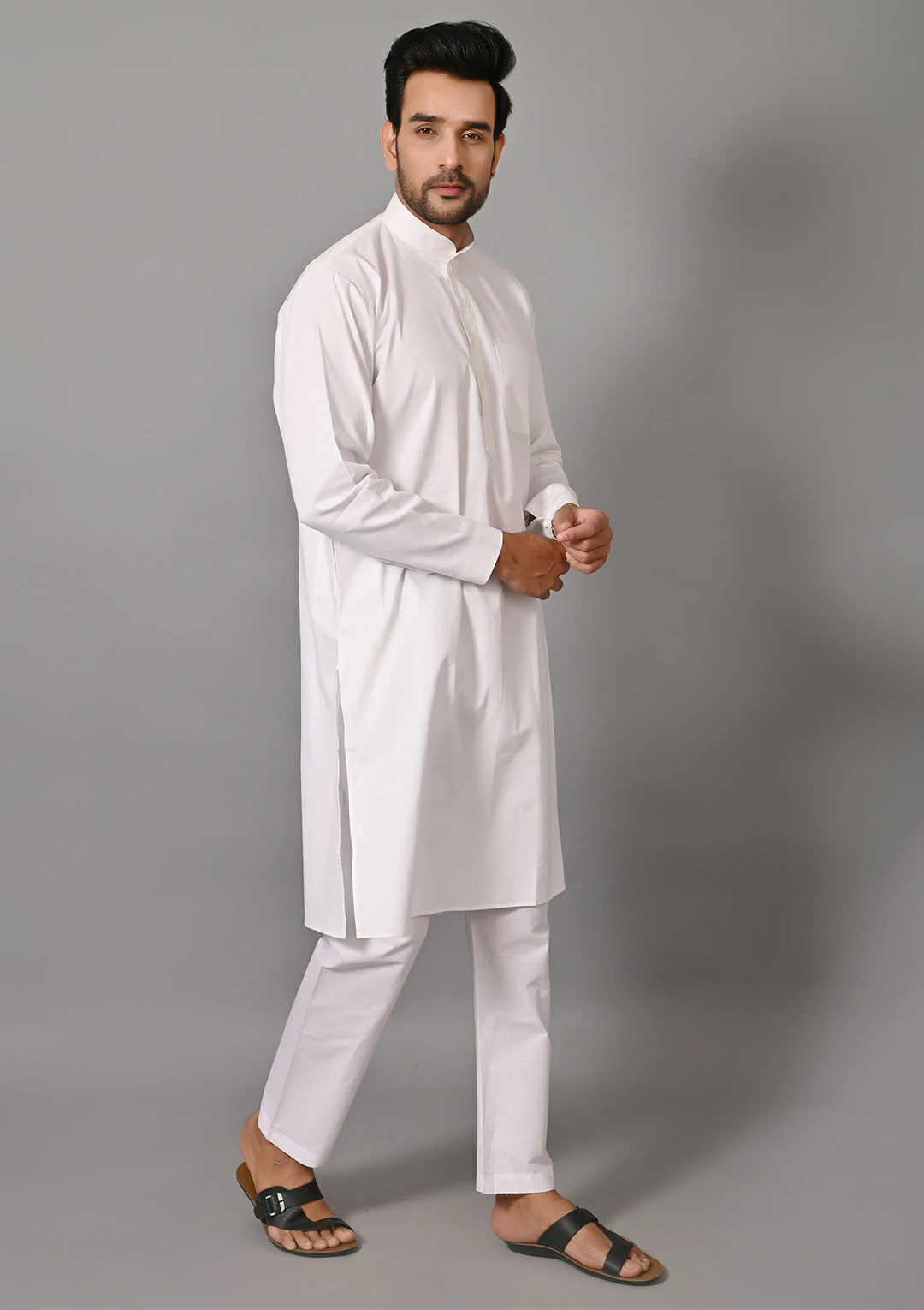 Straight Pure Cotton Kurta Pajama Set - Image 3
