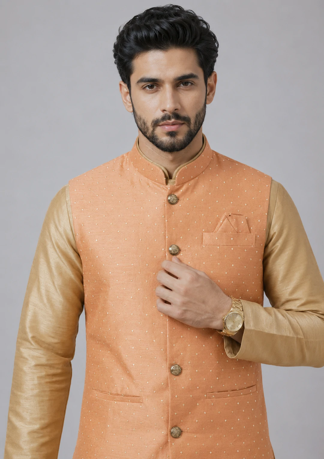 Men Regular Kurta Jacket with Trousers - Image 6