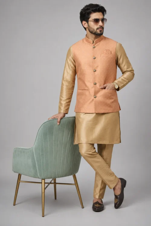 Men Regular Kurta Jacket with Trousers