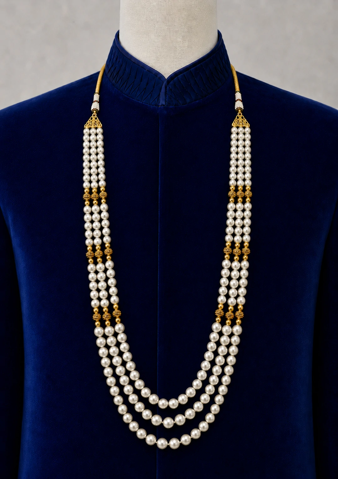 Royal Pearl Triple Layered Maala for Men