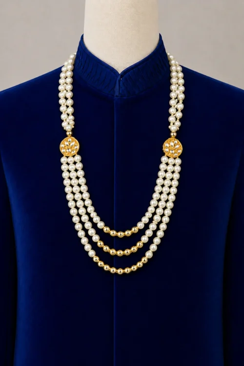 Royal Triple Layer Pearl Maala for Men