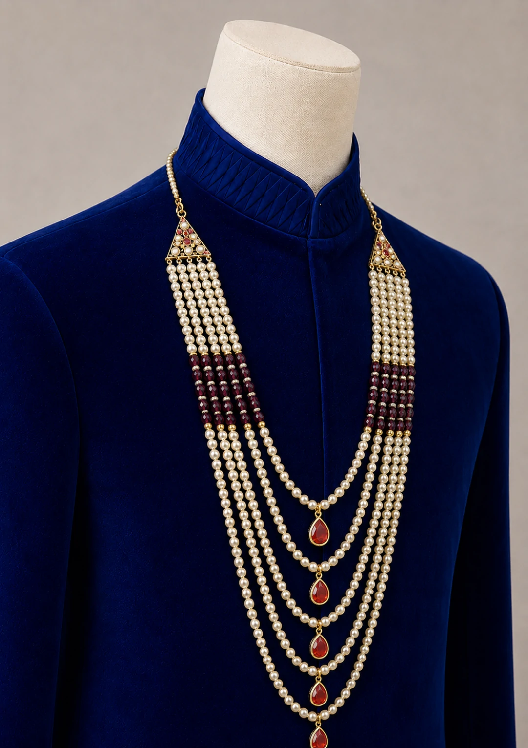 Majestic Multi Layer Pearl Maala for Men - Image 3