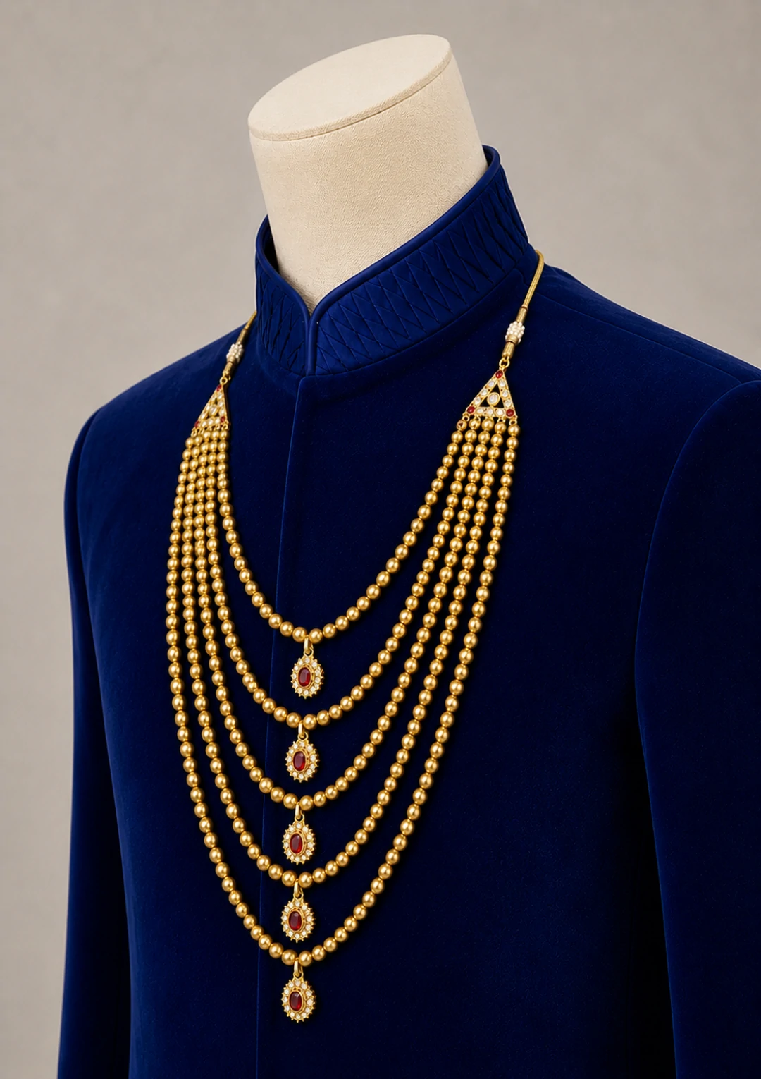 Maharaja Multi Layer Gold Bead Maala for Men - Image 2