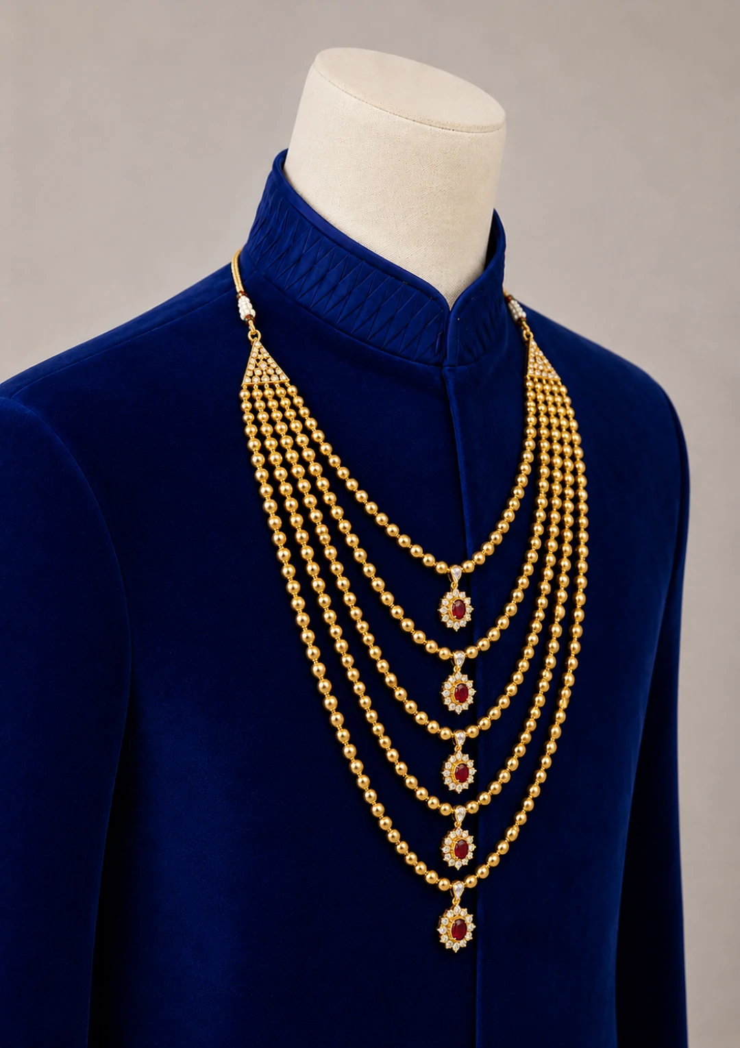 Maharaja Multi Layer Gold Bead Maala for Men - Image 3
