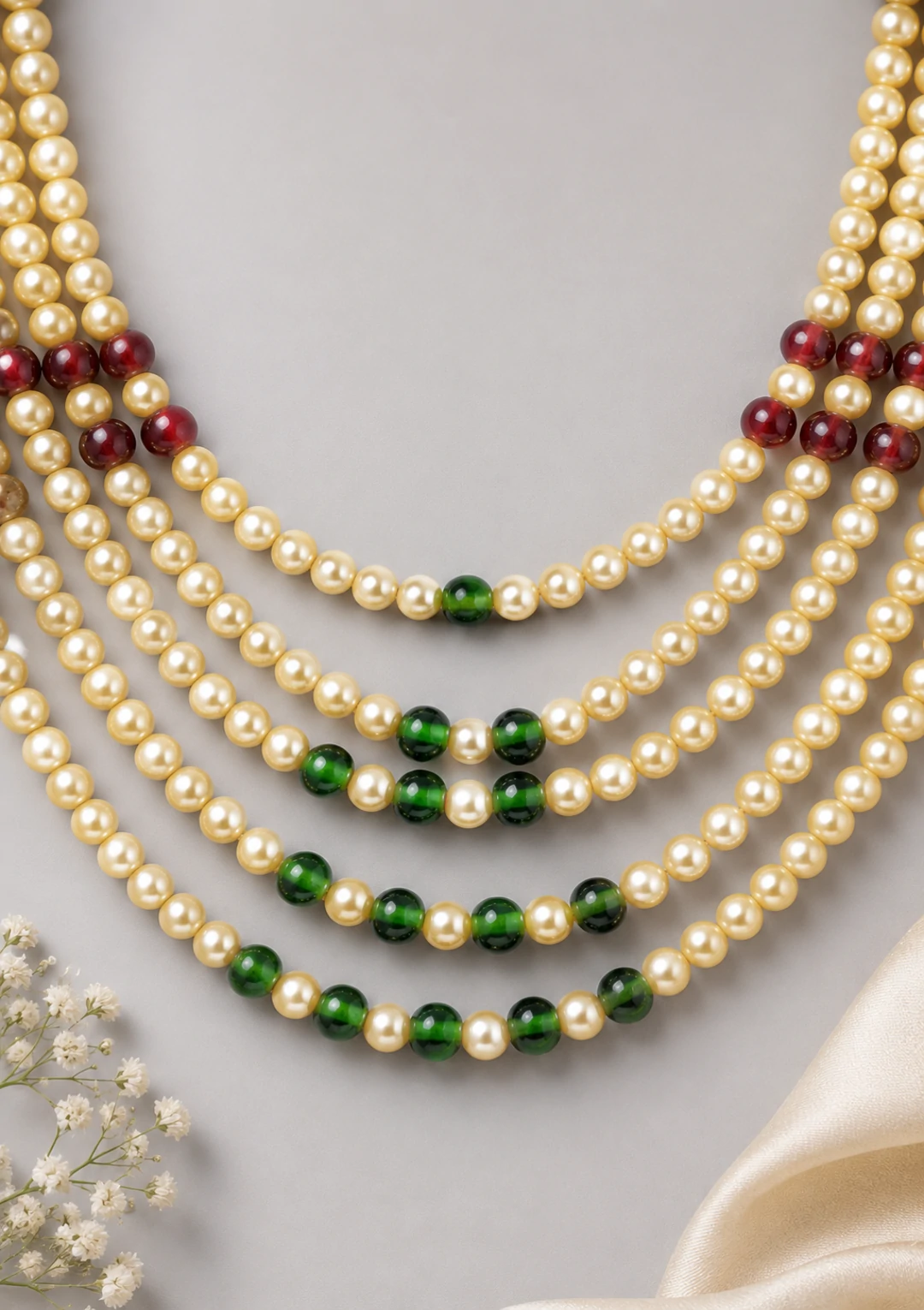 Five Layer Pearl Maala for Men with Accents - Image 5
