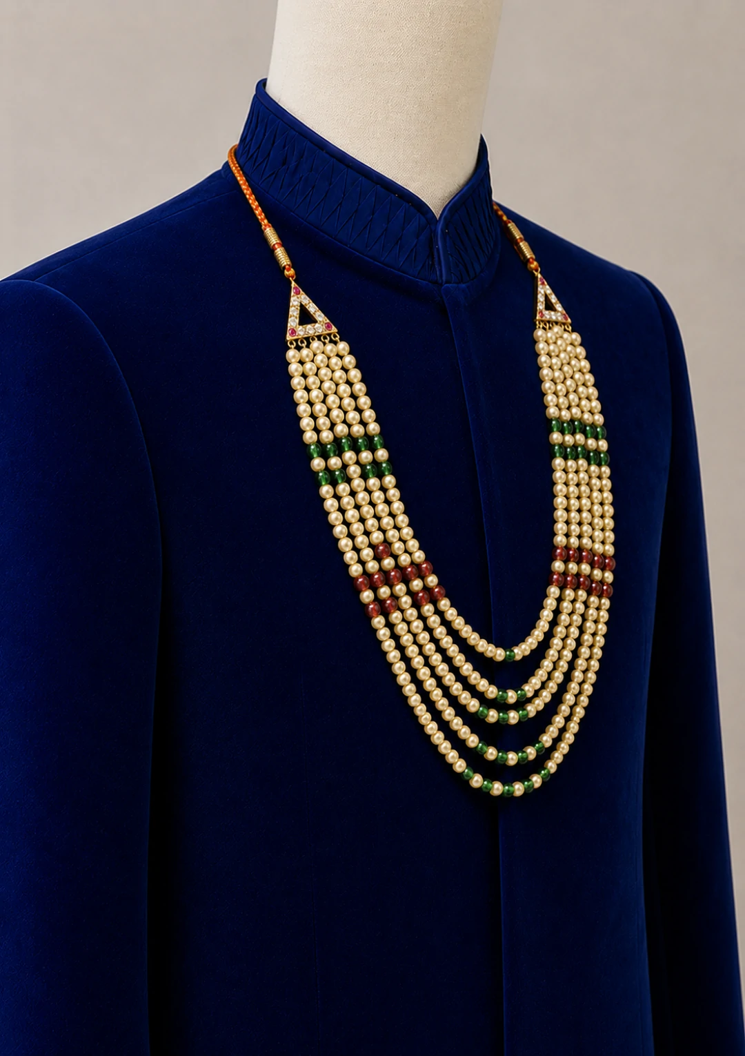Five Layer Pearl Maala for Men with Accents - Image 3