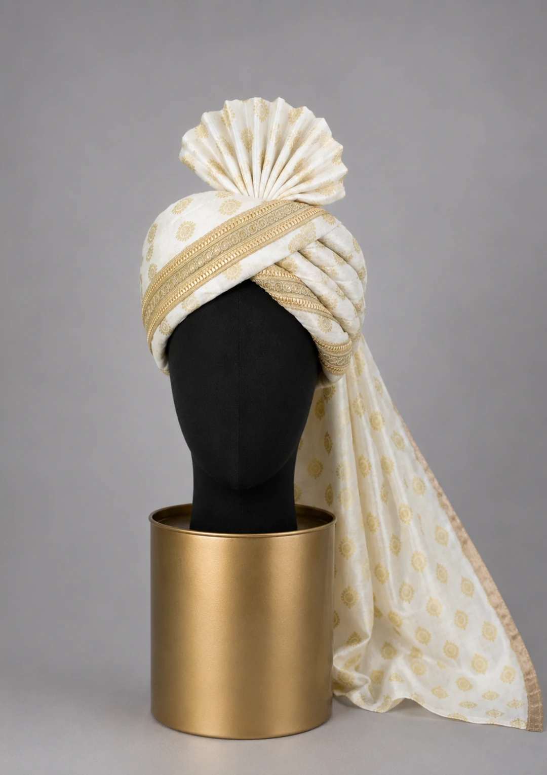 Men’s Cream Groom Safa with Golden Border - Image 2