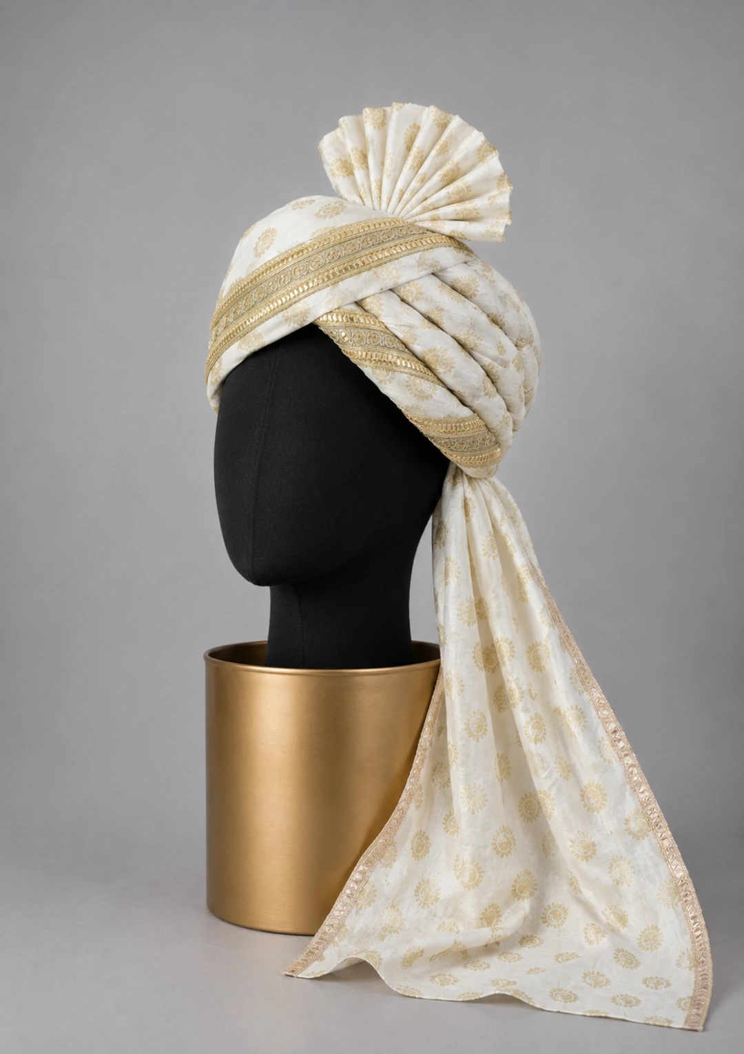 Men’s Cream Groom Safa with Golden Border - Image 3