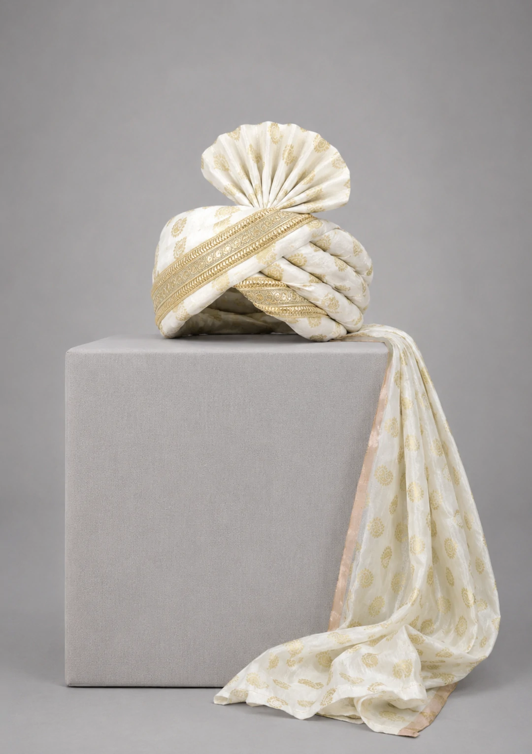 Men’s Cream Groom Safa with Golden Border - Image 5