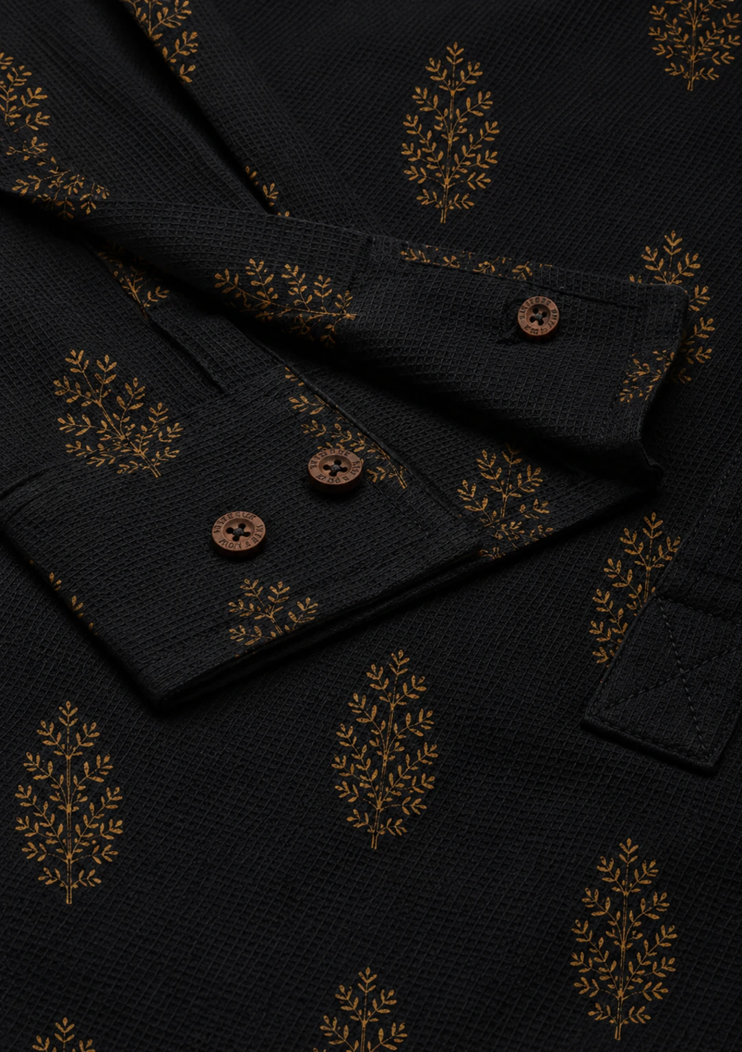 Men’s Black Printed Cotton Short Kurta - Image 6