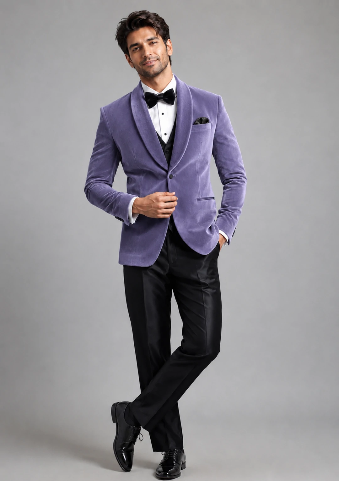 Modern Lavender Velvet Tuxedo Suit