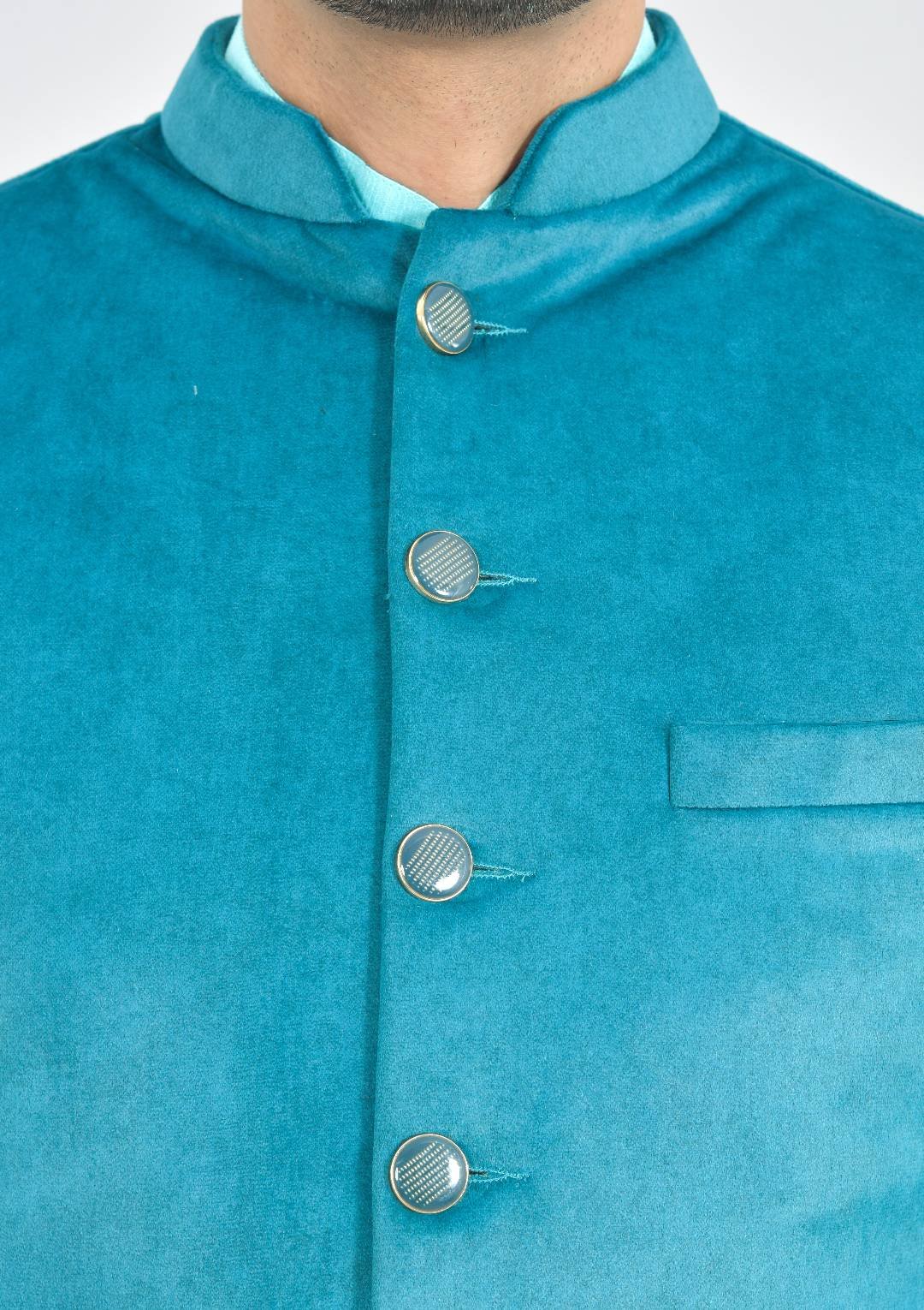 Deep Sea Green Kurta Pajama Jacket (Copy) - Image 5