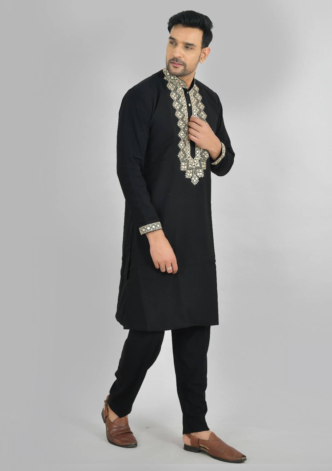 Jet Black Premium Kurta Pajama - Image 5