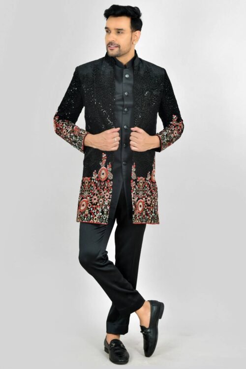 Jet Black Indo Western Jacket
