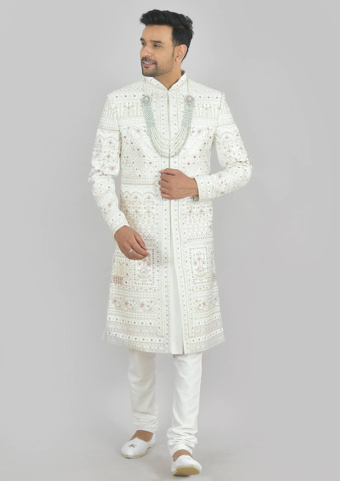 Off White Premium Groom Sherwani - Image 8