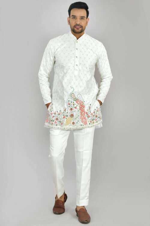 White Fancy Short Kurta Pajama