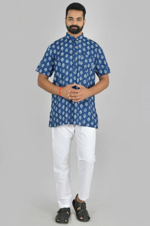 Cobalt Blue BlockPrint Short Kurta