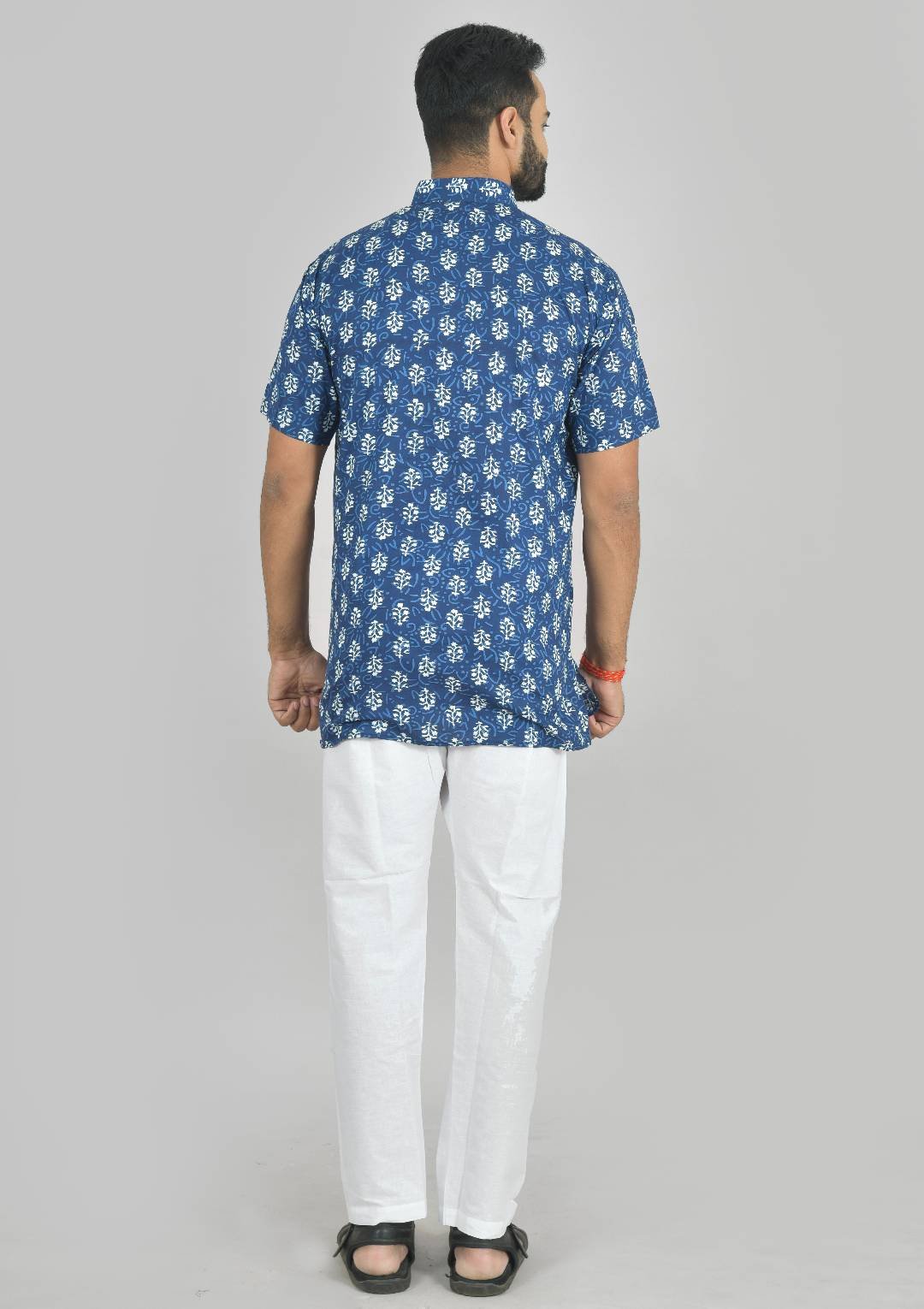 Cobalt Blue BlockPrint Short Kurta - Image 4