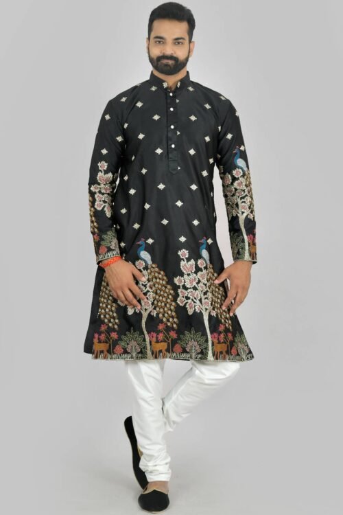 Premium Black Embroidered Kurta Pajama