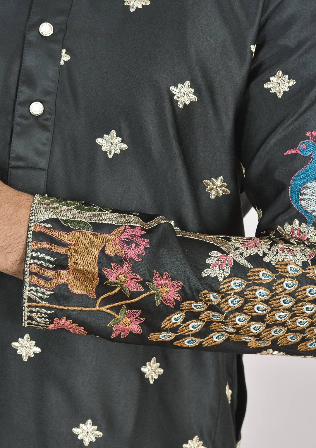 Premium Black Embroidered Kurta Pajama - Image 7