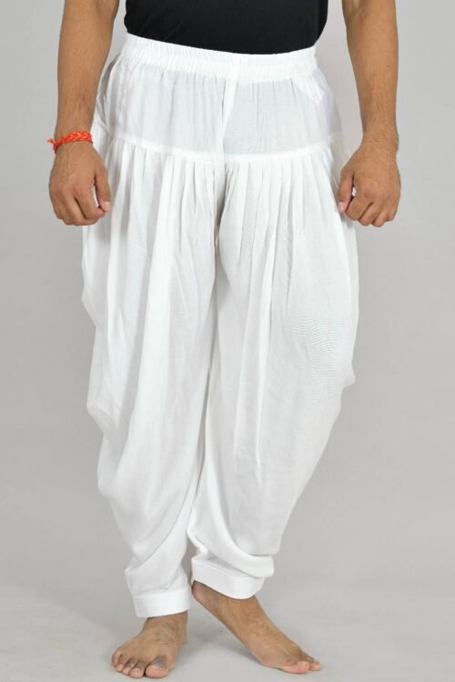 Pure White Rayon Patiala Salwar