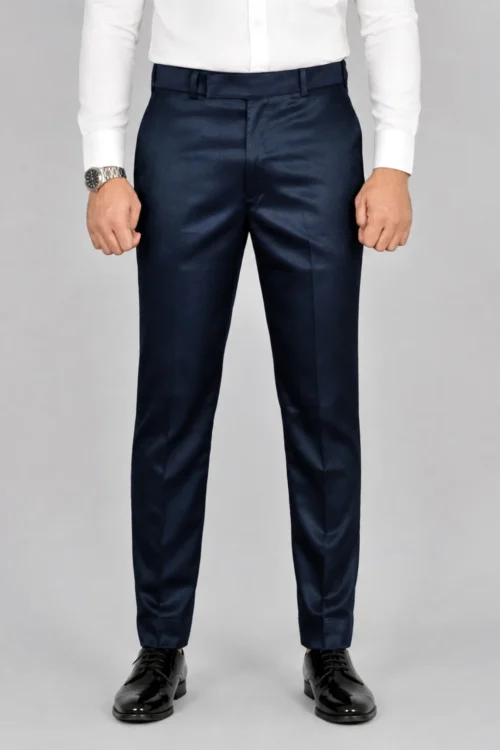 Men’s Midnight Blue Color Satin Formal Wear Trouser