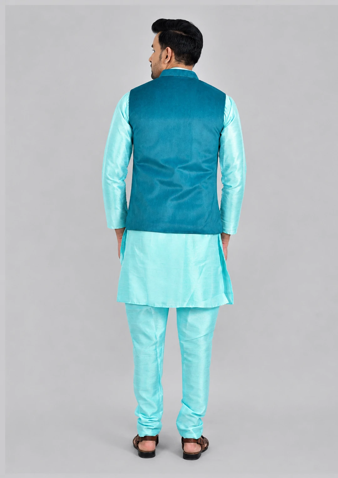 Soft Velvet Deep Sea Green Jacket for Men - Image 4
