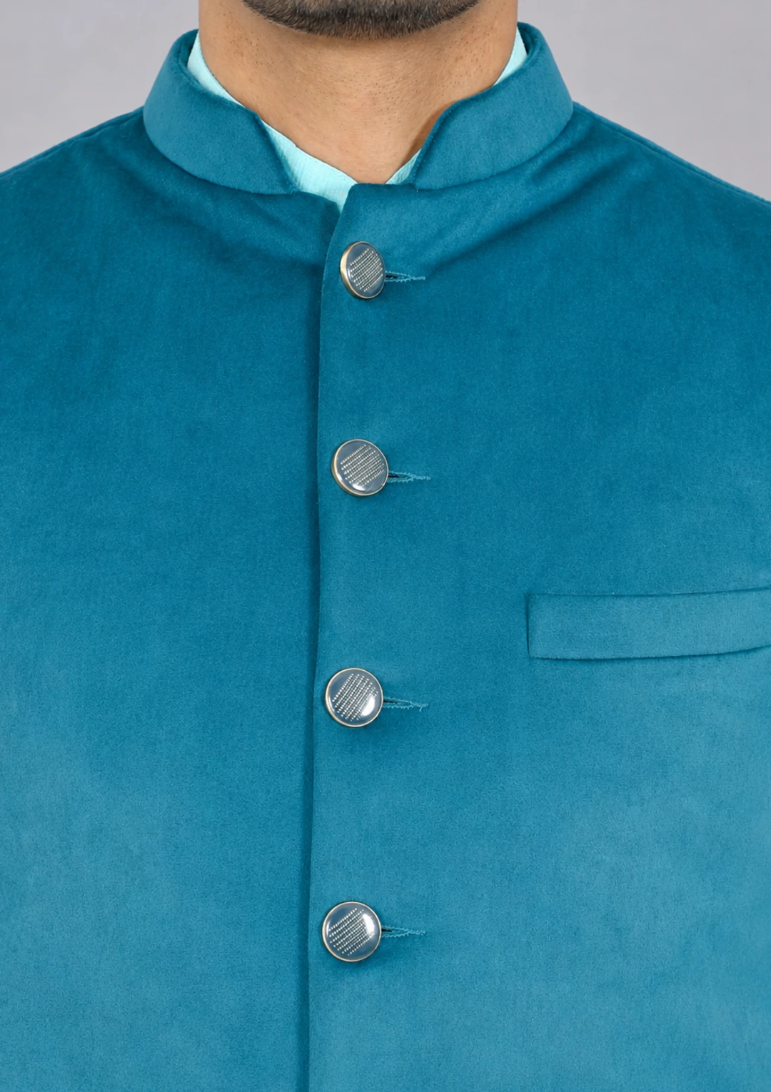 Soft Velvet Deep Sea Green Jacket for Men - Image 5