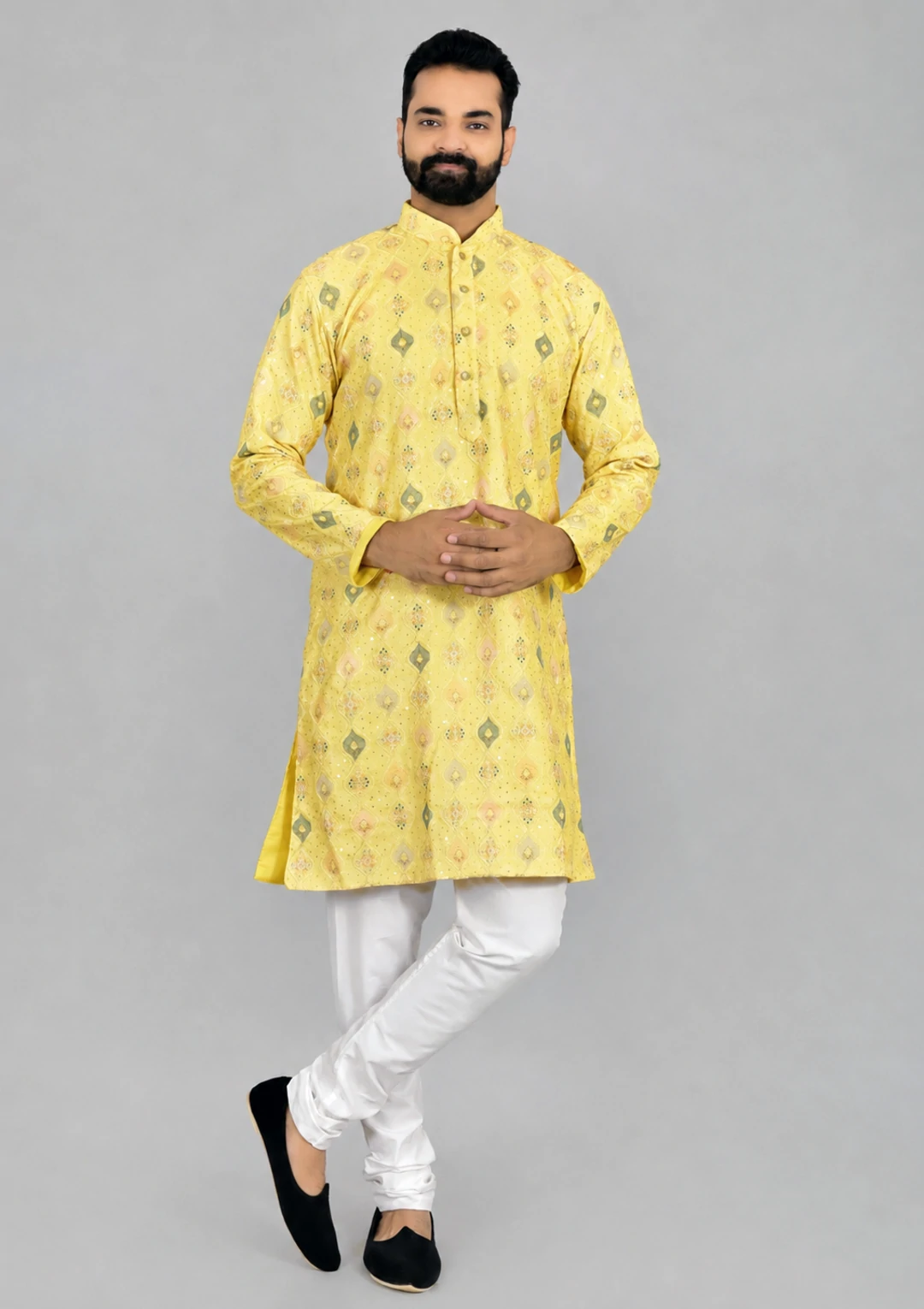 Butter Light Yellow Embroidered Kurta Pajama