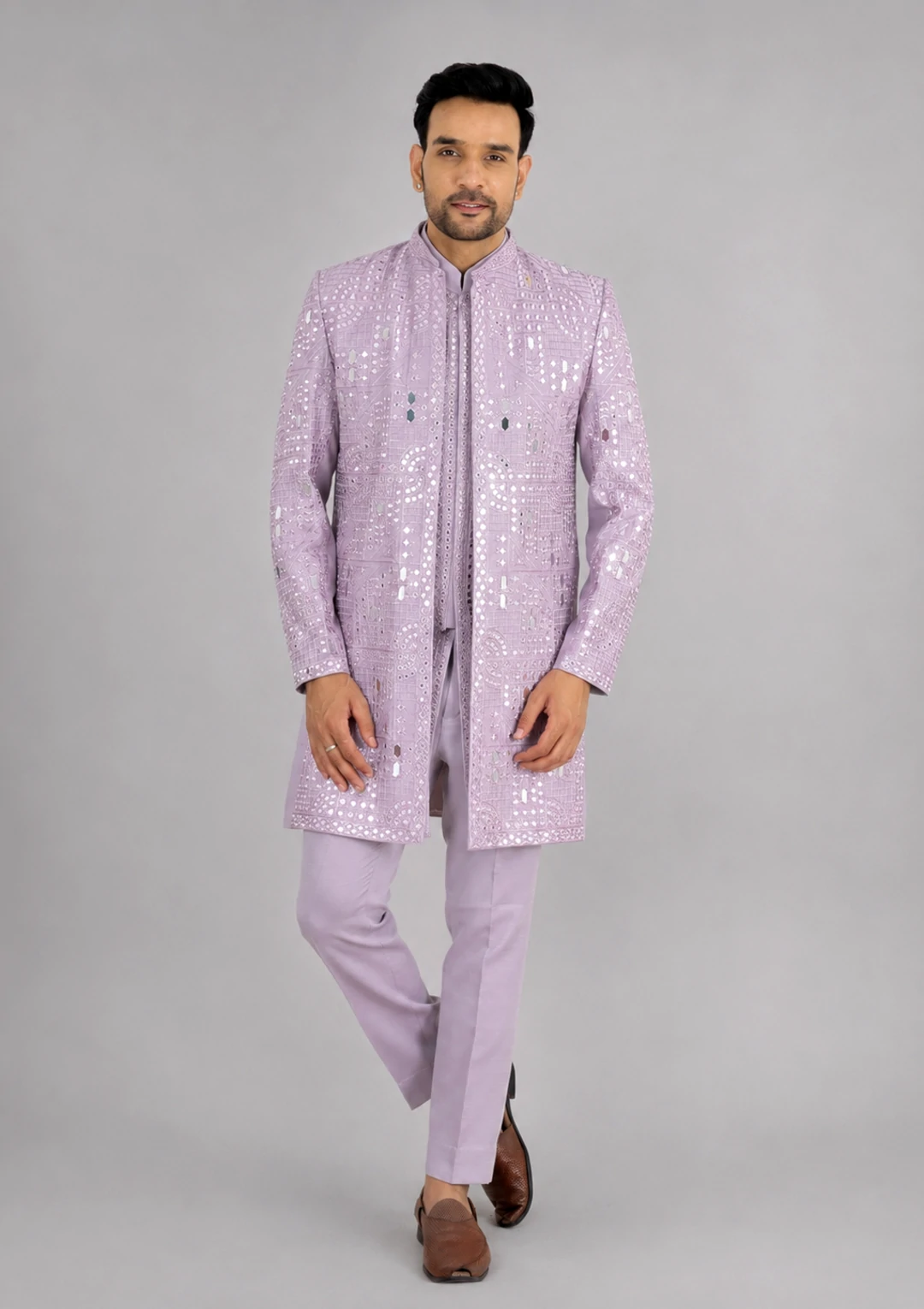 Men's Light Purple Indo Western Jacket