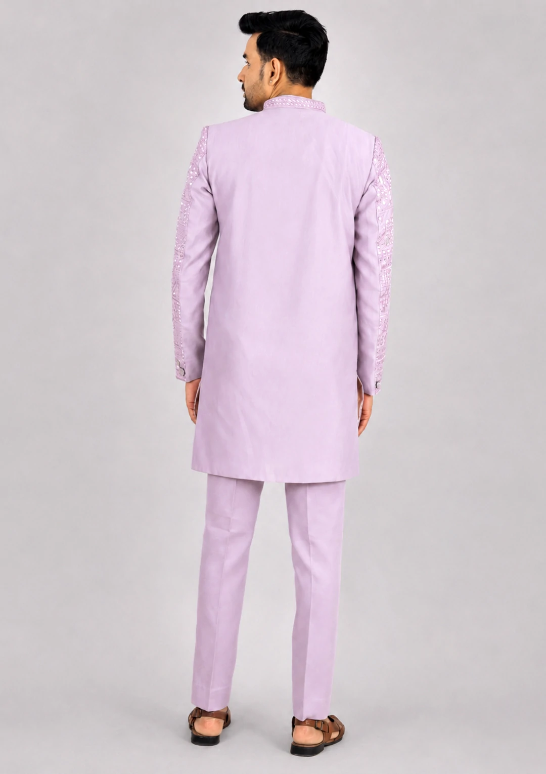Men's Light Purple Indo Western Jacket - Image 5