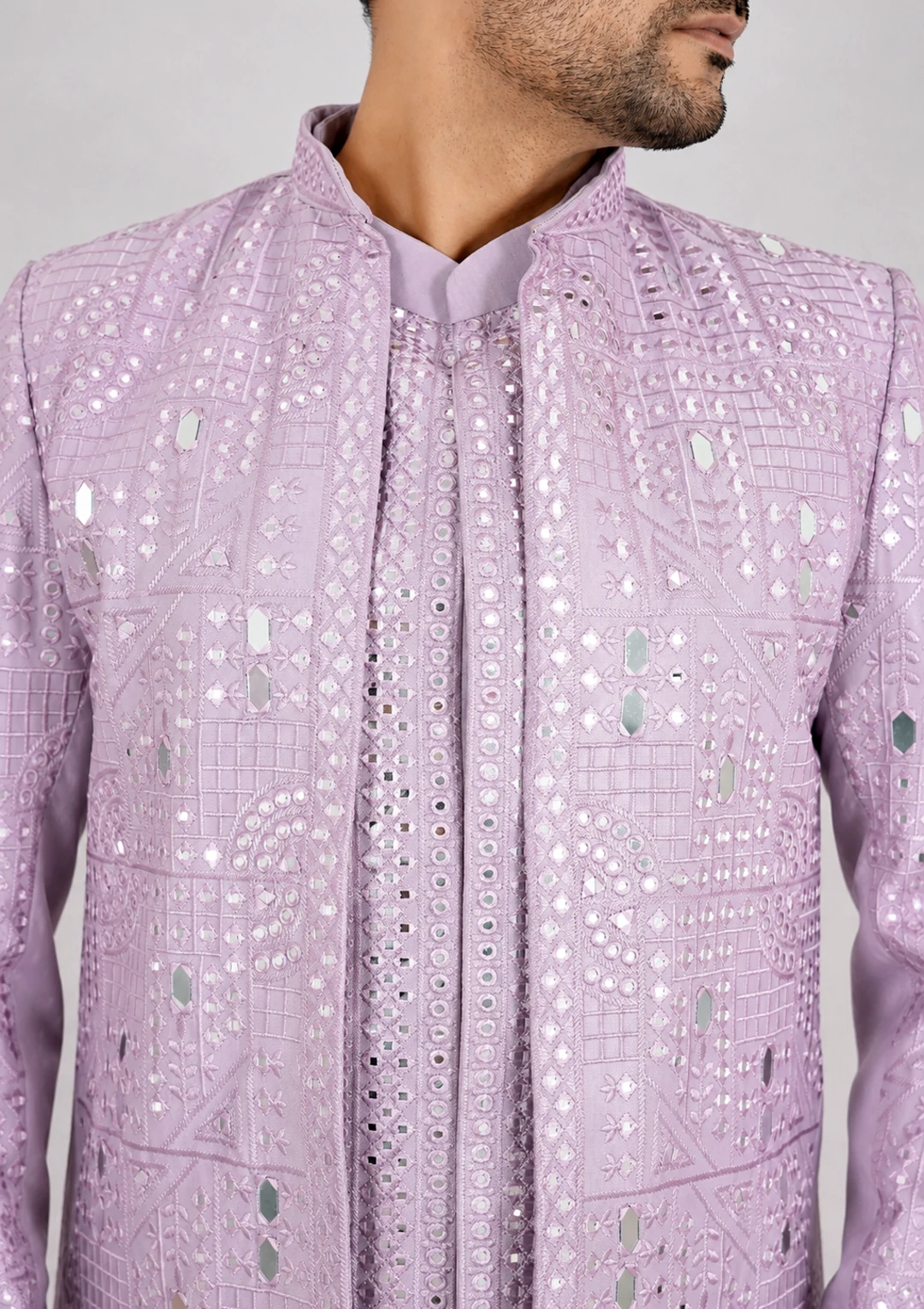 Men's Light Purple Indo Western Jacket - Image 6