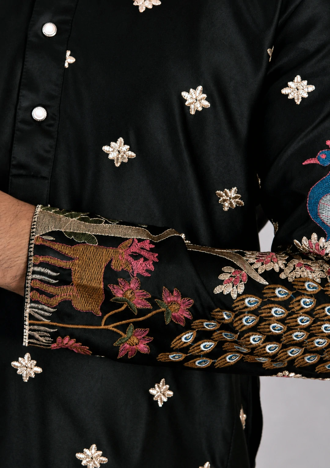 Premium Black Embroidered Kurta Pajama - Image 6