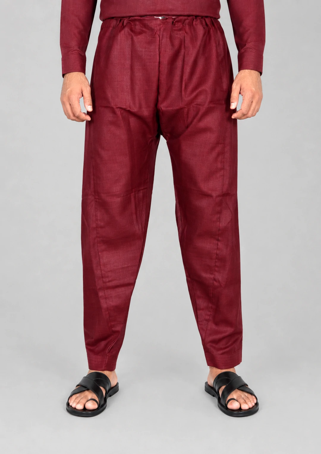 Maroon Linen Pathani Salwar